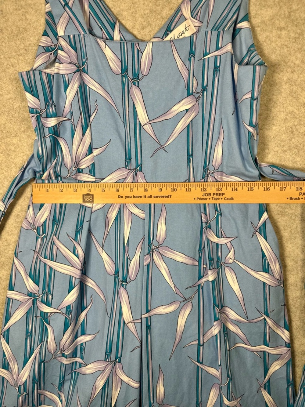 Closet London Cotton Blue Floral Tropical Sleeveless Belted Jumpsuit 10 UK 14 - Picture 2 of 13